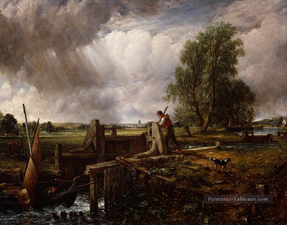 Bateau Passant une serrure romantique John Constable Peintures à l'huile
